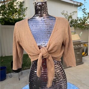Tan Tie-Front Cardigan